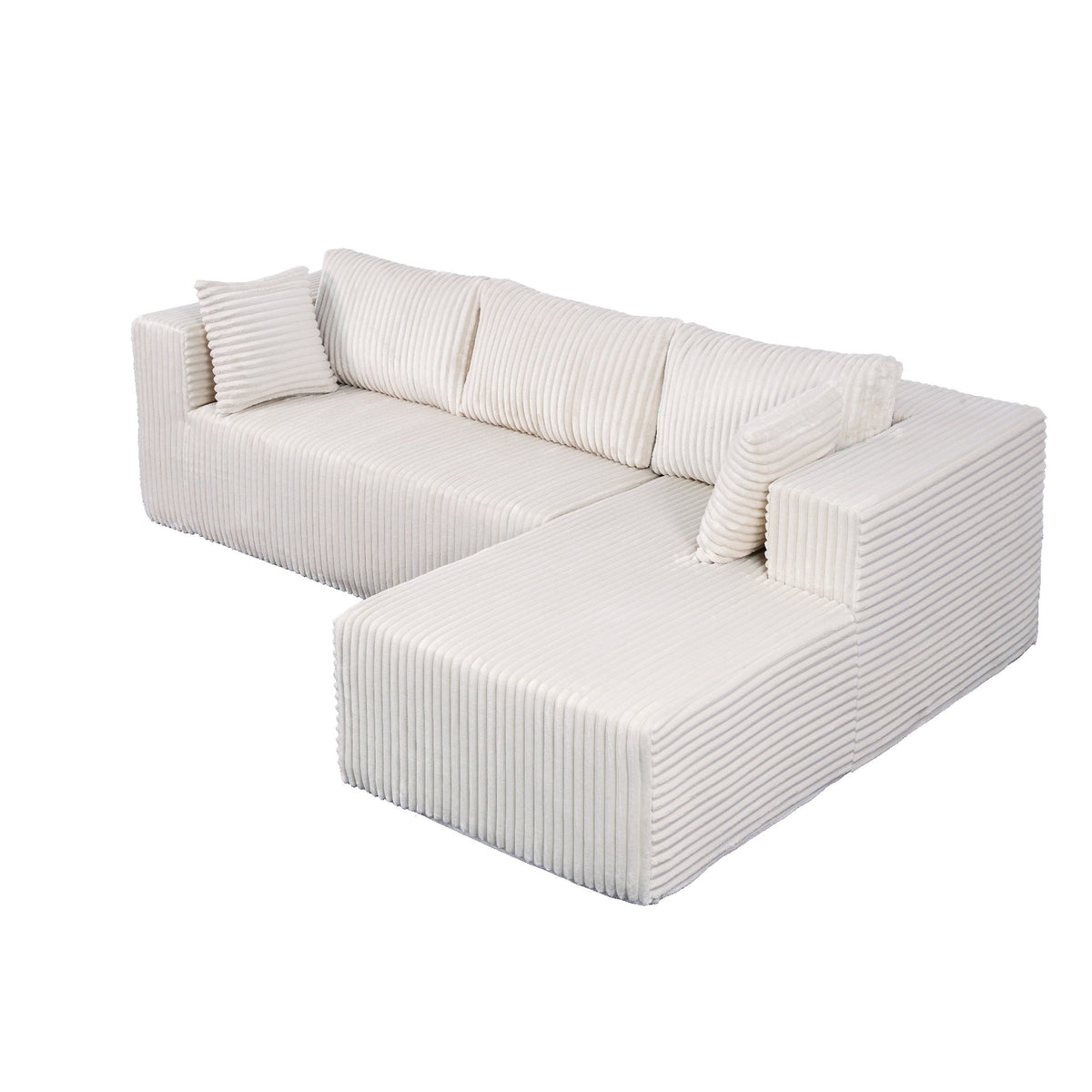 105" L-Shaped Modular Compression Sofa, Plush Upholstery, All-Foam Structure (No Springs), Vacuum-Packed, Space-Saving for Living Room, Bedroom, Apartment  (Left Chaise)