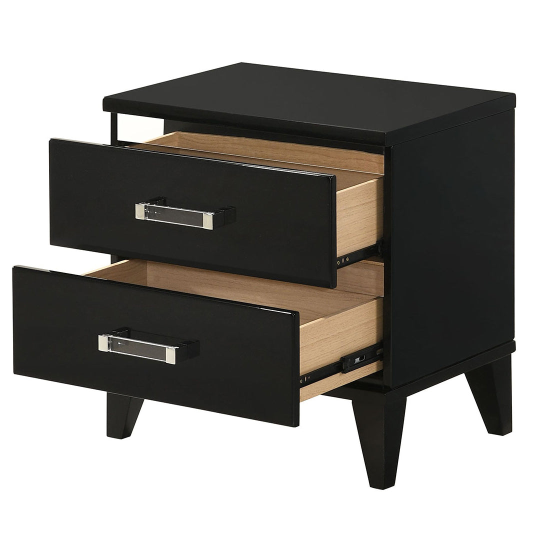 Black 2-Drawer Nightstand