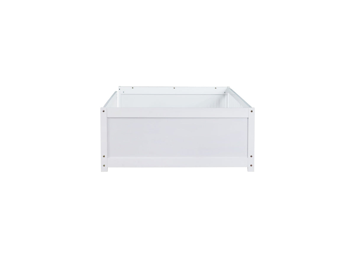 Twin size Floor Platform Bed with Built-in Book Rack,White(Old Sku:W504P143307)