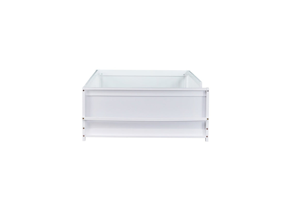 Twin size Floor Platform Bed with Built-in Book Rack,White(Old Sku:W504P143307)