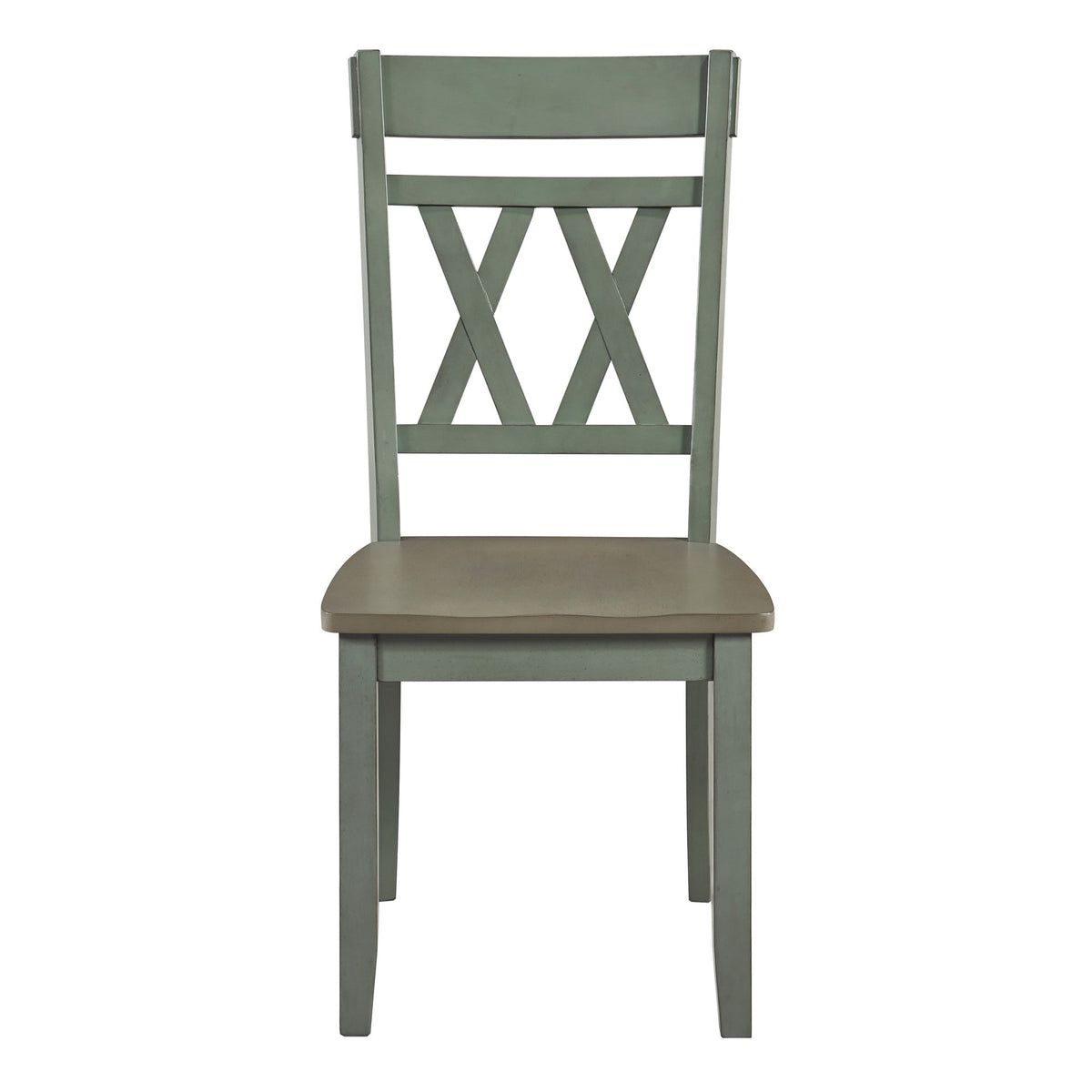 Modern Design Side Chairs 2pc Set Antique Teal Finish Wood Frame Classic X-Back Farmhouse Contemporary Dining Furniture