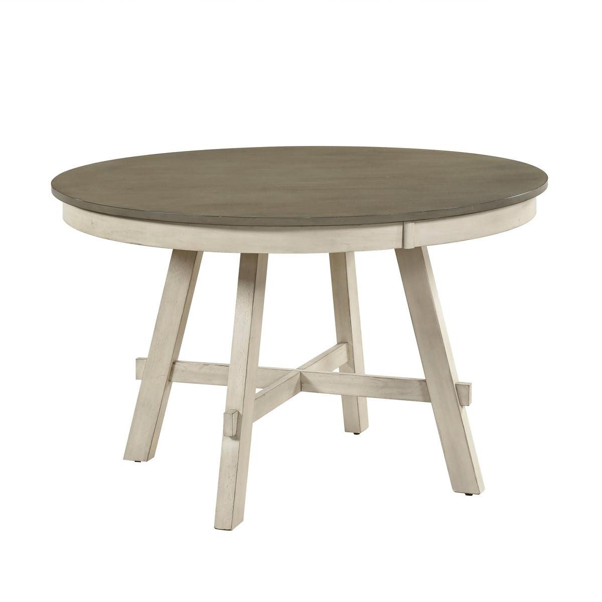 Contemporary Farmhouse Style Round Dining 5Pcs Set Table and 4x Side Chairs Wooden Furniture Antique White Gray Teal Finish