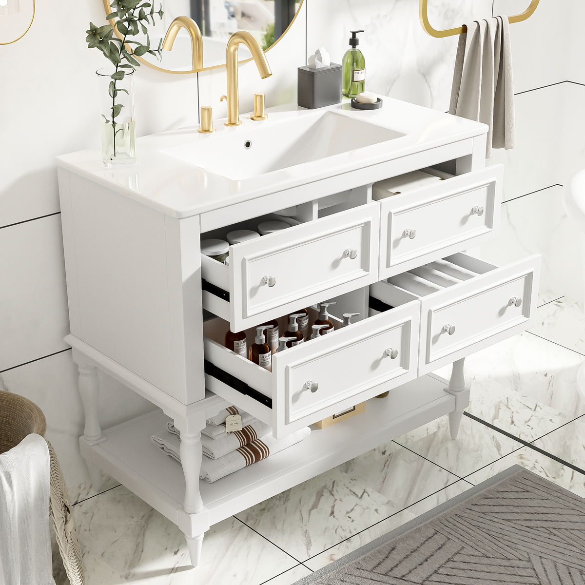 36" Bathroom Vanity Cabinet with Sink Combo Set