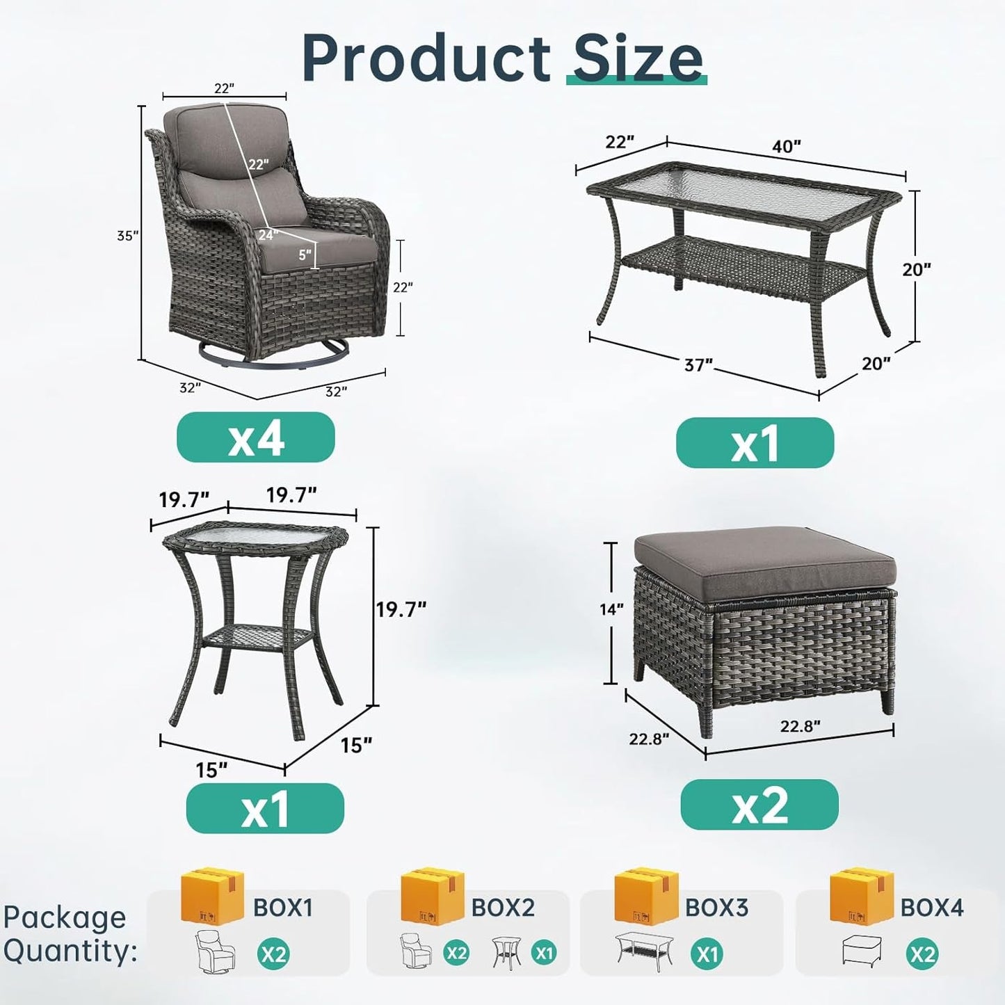Outdoor Swivel Rocker Patio Chairs Set with Table