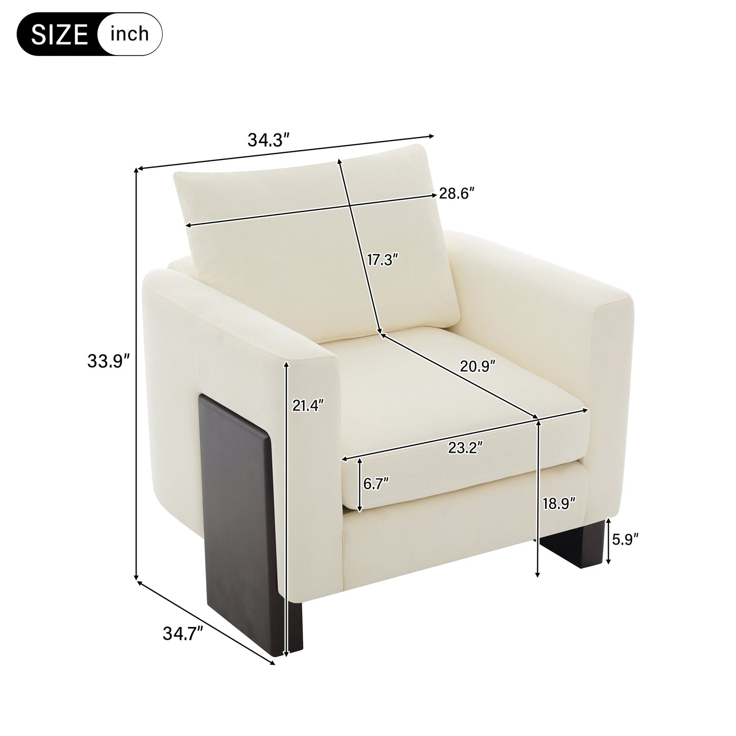Modern Accent Chair with Rubberwood Legs