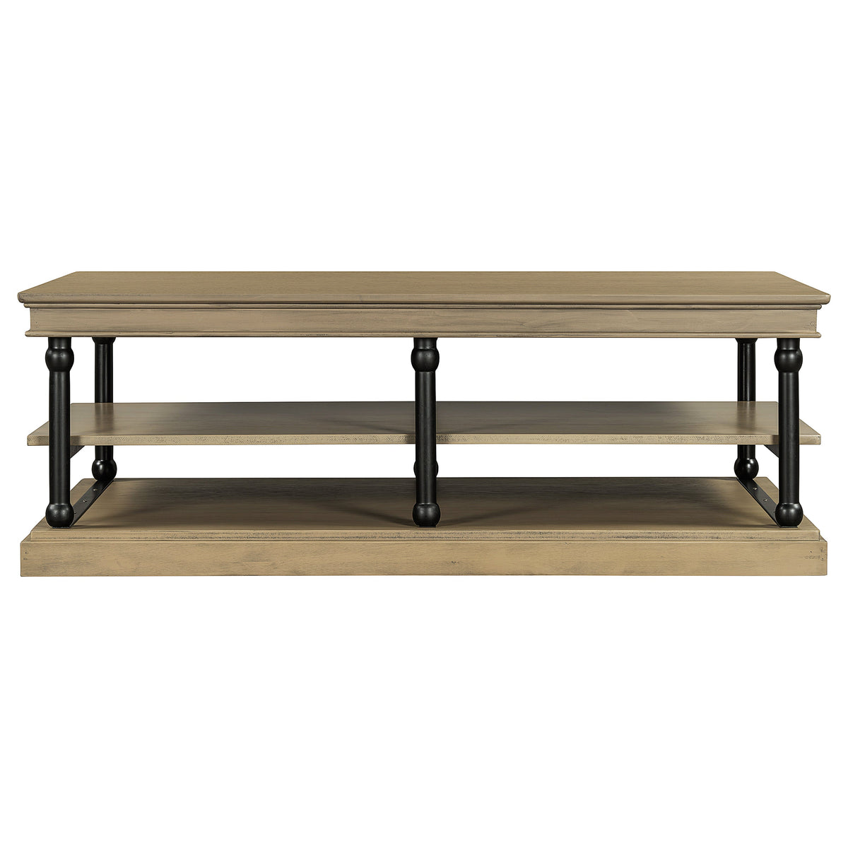 55.1" Wood Coffee Table with Open Shelves