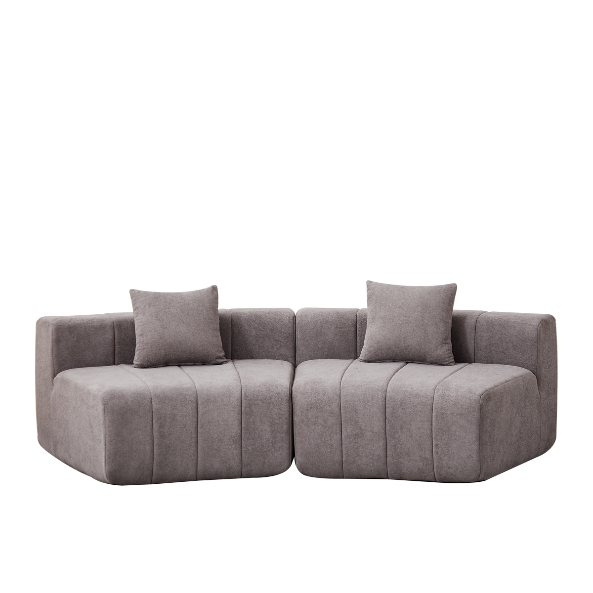Chenille Curved Sectional Sofa with 2 Pillows