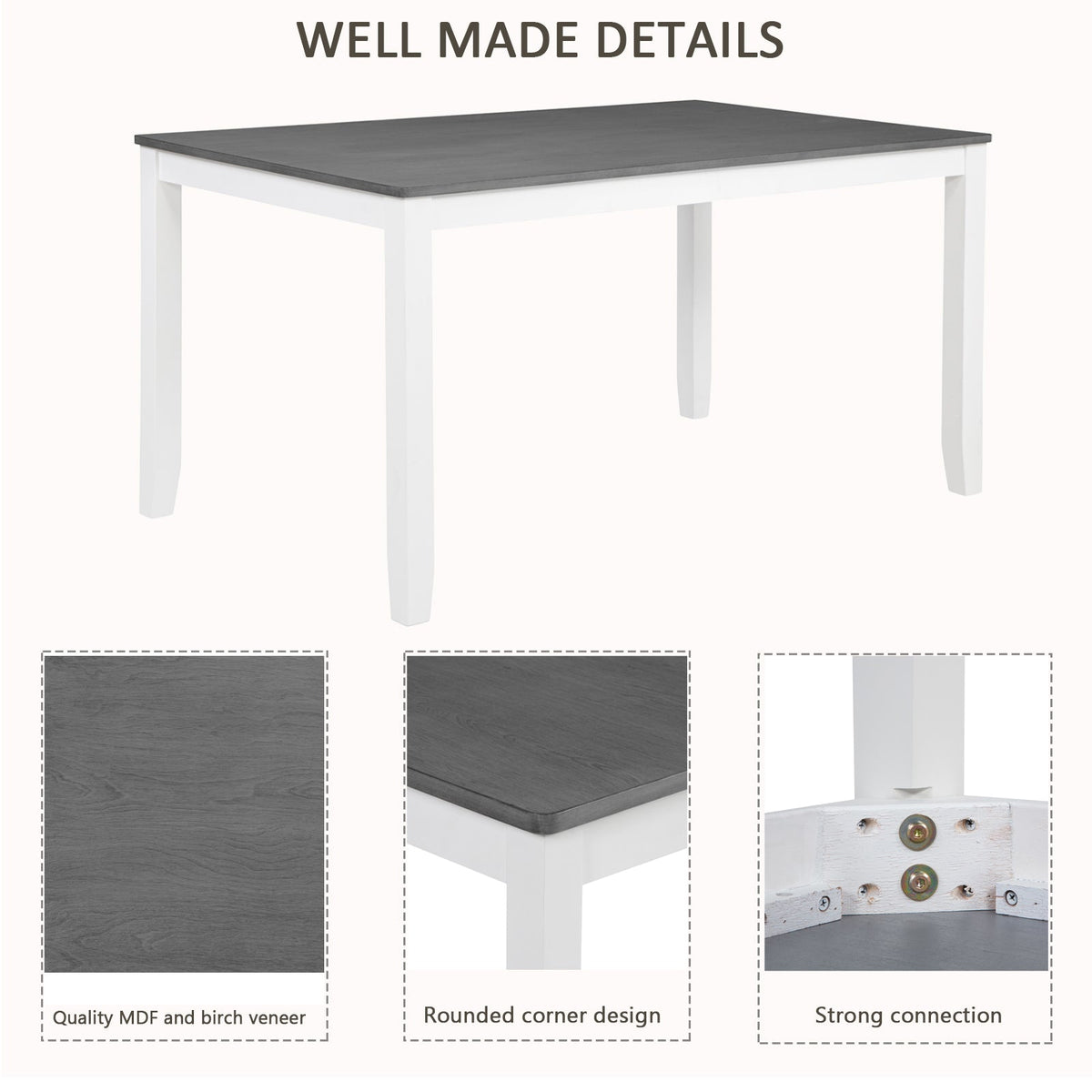 6-Piece Dining Table Set with Bench