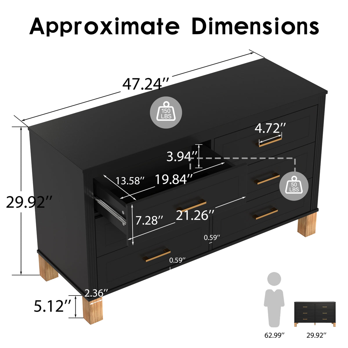 Modern 6-Drawer Double Dresser