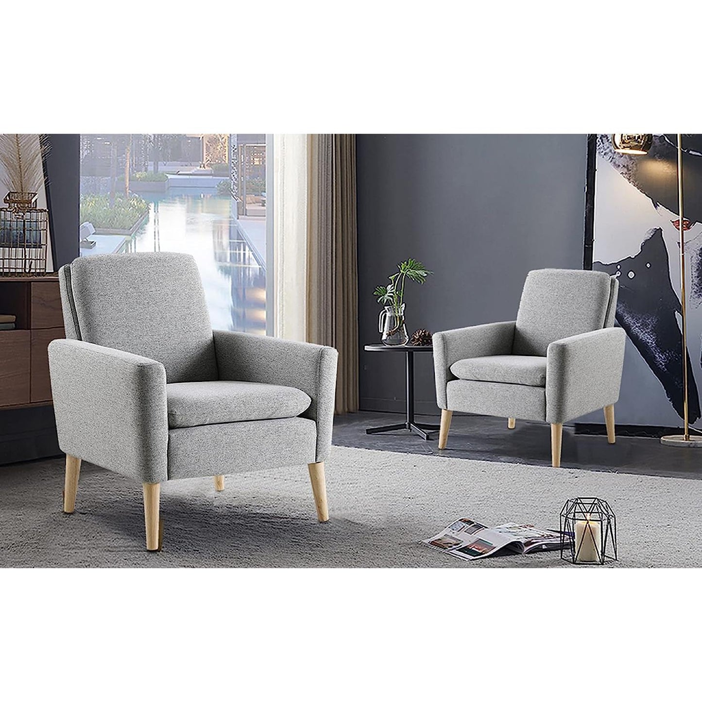 Mid Century Modern Armchair With Padded Seat Cushion