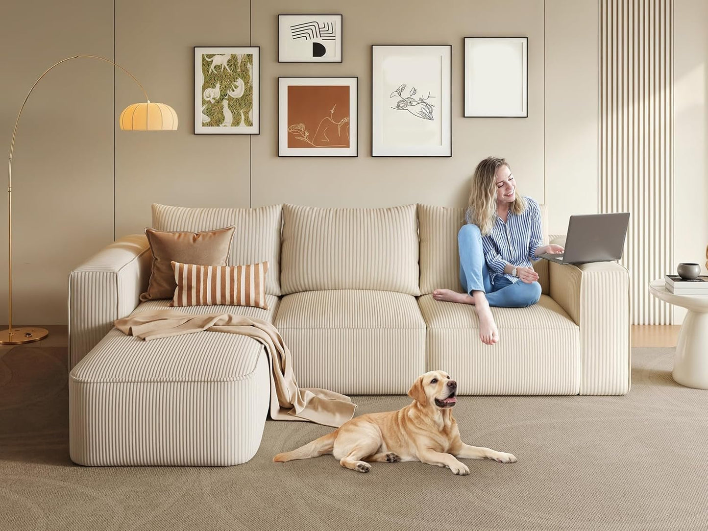 107 Inch Cloud Modular Sofa with Deep Seats Comfort