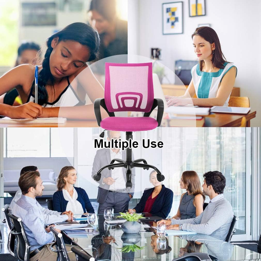 Pink Mesh Executive Office Chair With Lumbar Support