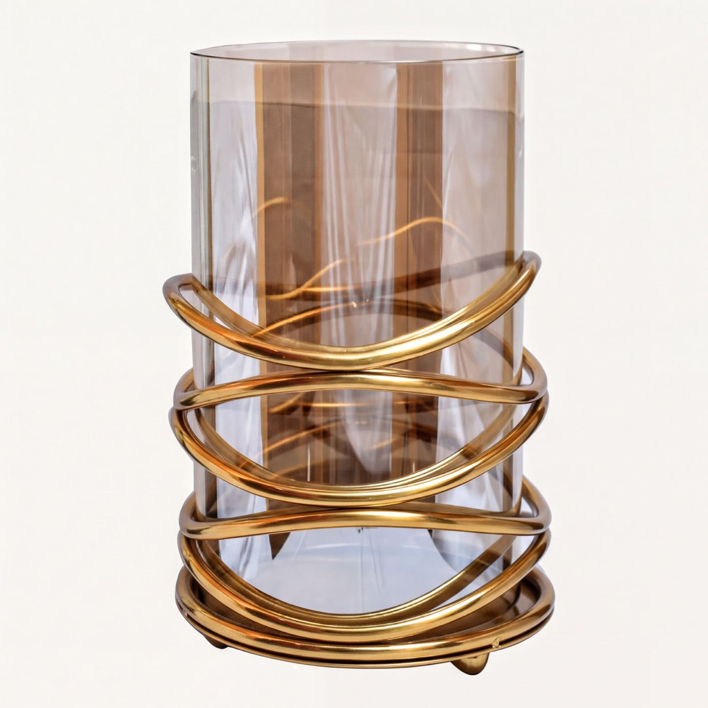 Swirl Candle Holder - Large Bronze Decorative Pillar & Votive Indoor Display