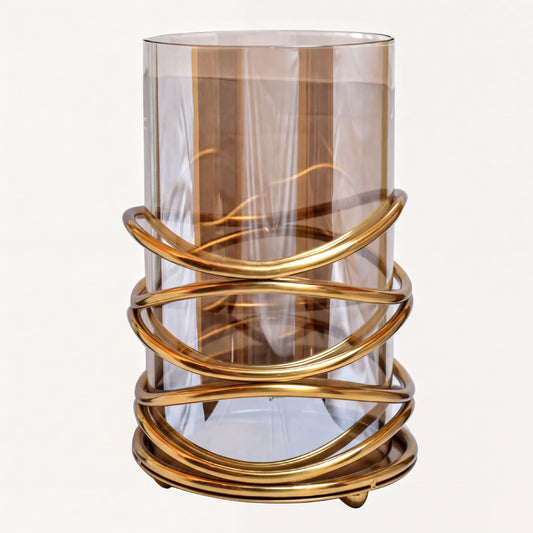 Swirl Candle Holder - Large Bronze Decorative Pillar & Votive Indoor Display