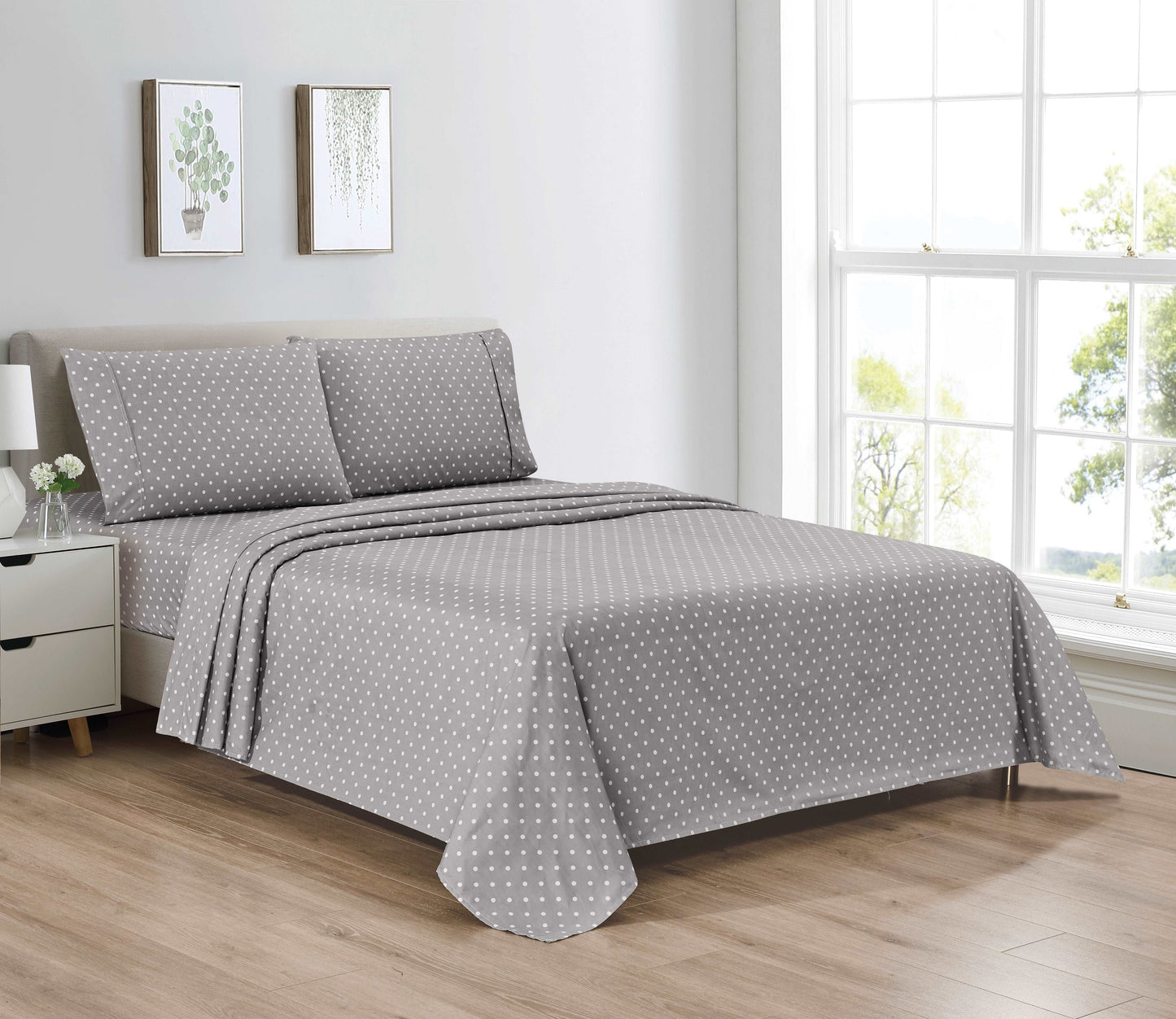 Bibb Home Egyptian Luxury 1800 Microfiber Count Printed 4 Piece Sheet Set.