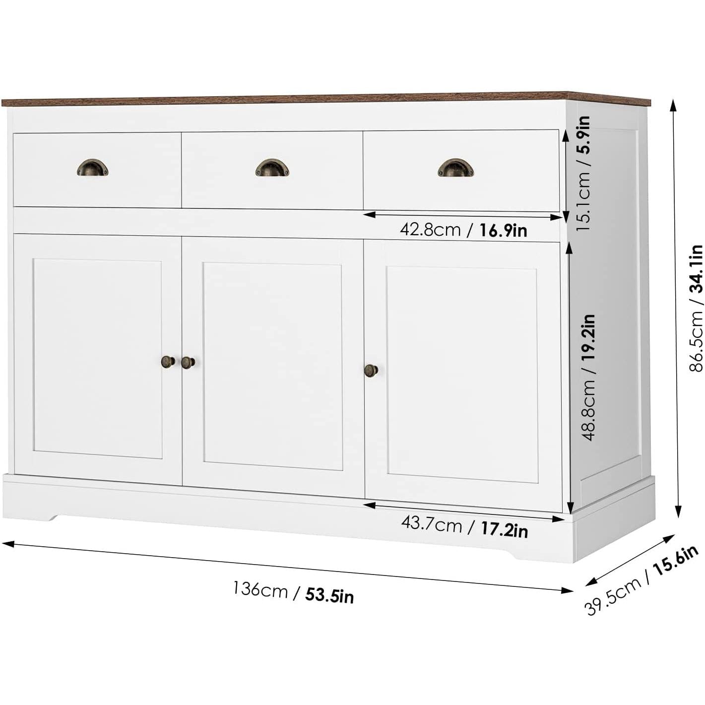 Farmhouse Buffet Cabinet With Adjustable Shelves 53 Inch Length