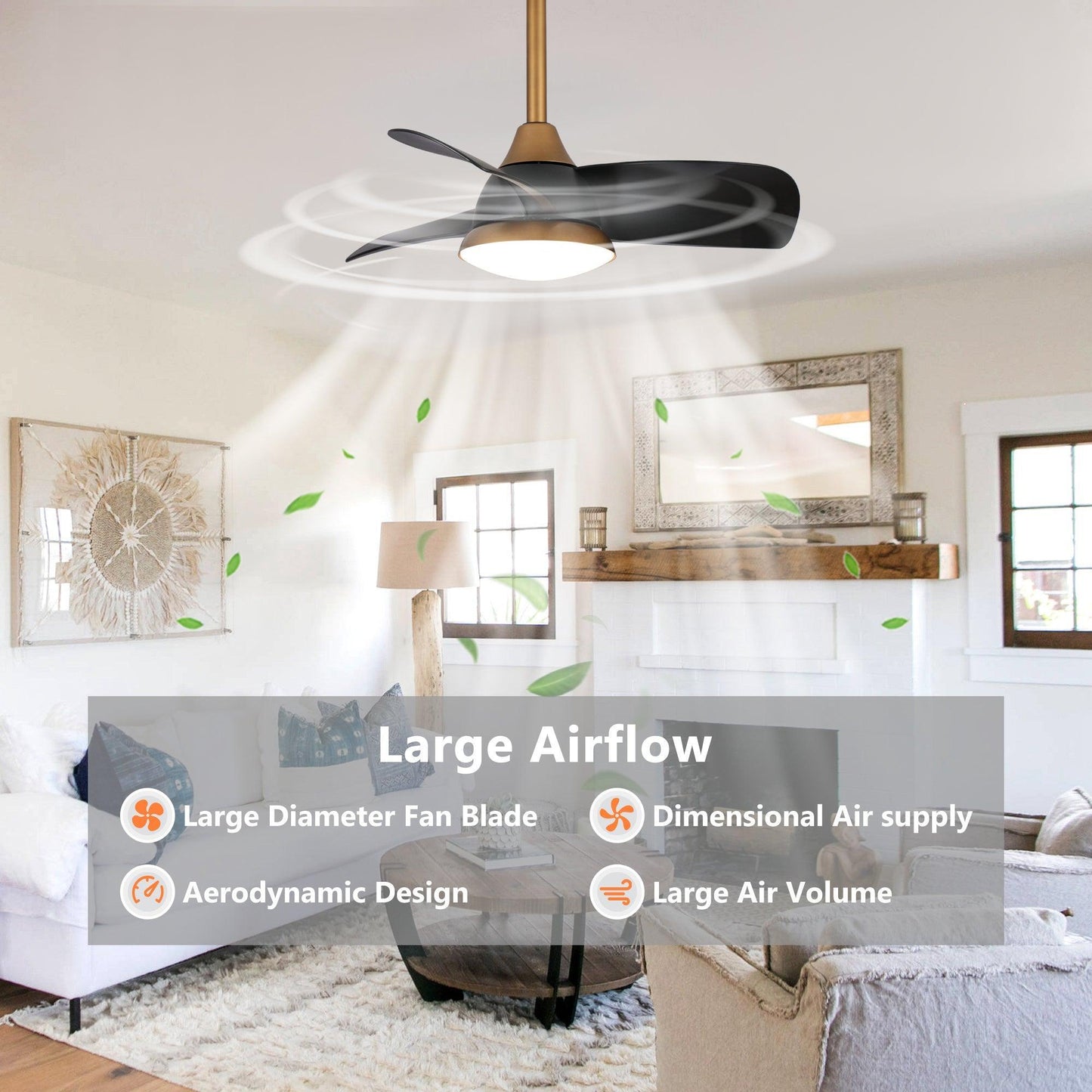 28" Modern DC Motor Downrod Mount Reversible Ceiling Fan with LED Lighting and Remote Control