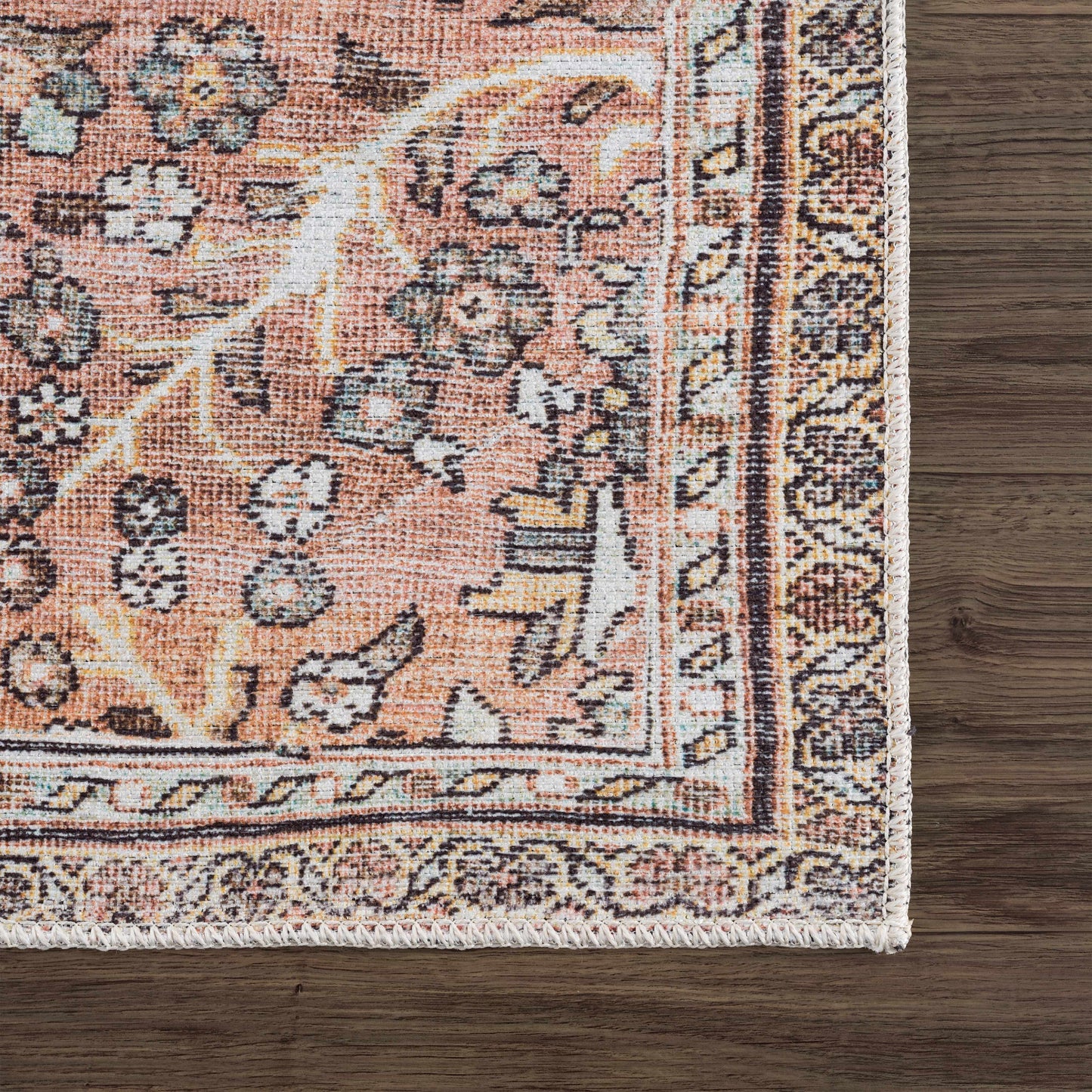 Urpi Rose & Brown Washable Area Rug