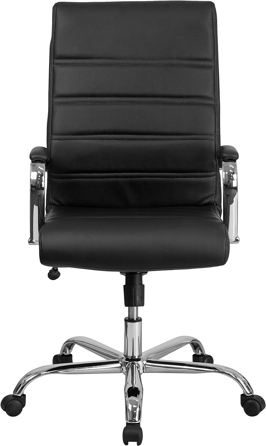 Whitney High Back Leathersoft Desk Chair Adjustable Height Swivel Black Chrome
