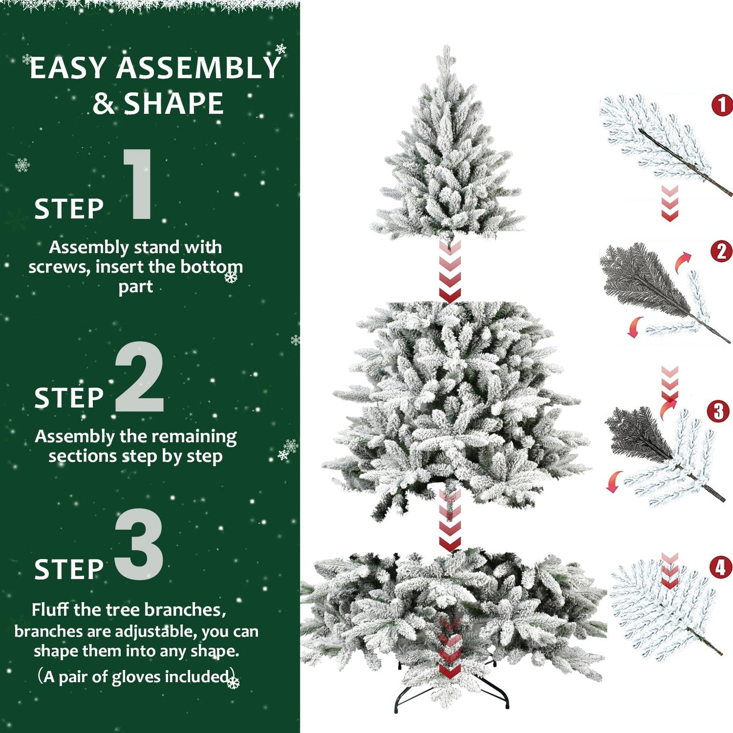 7ft Flocked Christmas Tree with 1514 Tips