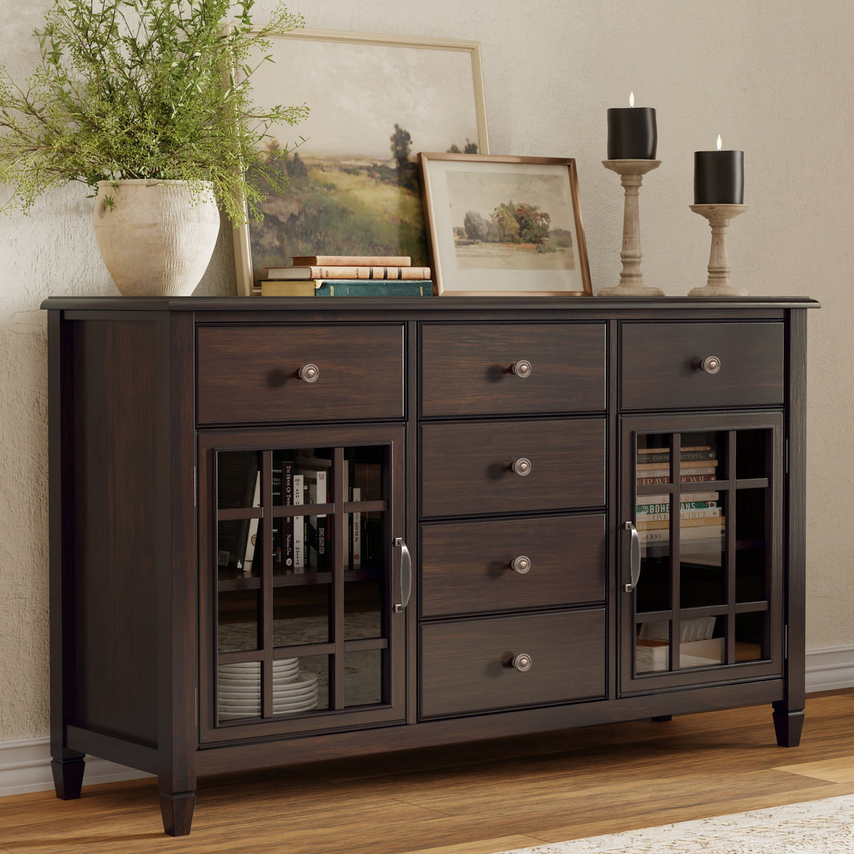 Connaught 60 Inch Wide Solid Wood Sideboard Buffet in Chestnut