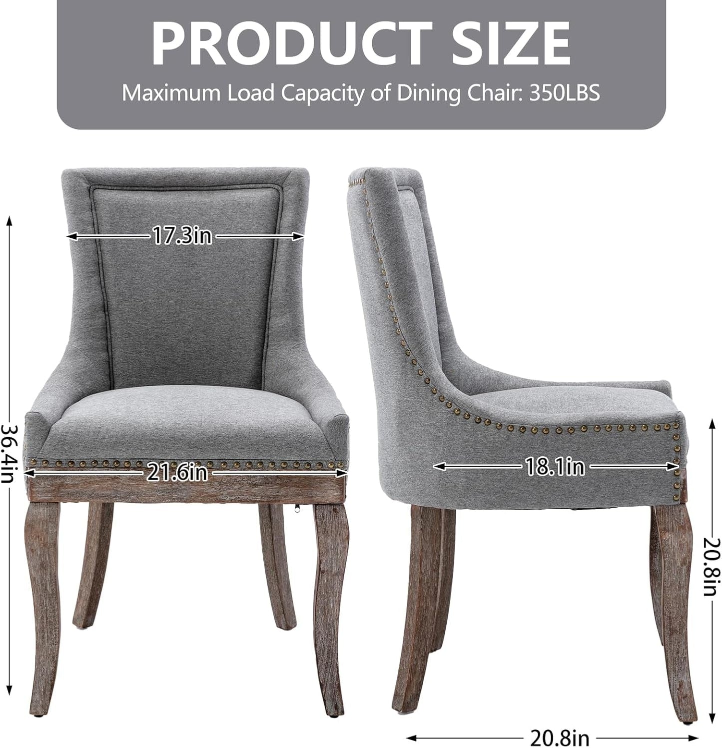 Grey High Back Dining Chairs Set Of 2 For Kitchen Use