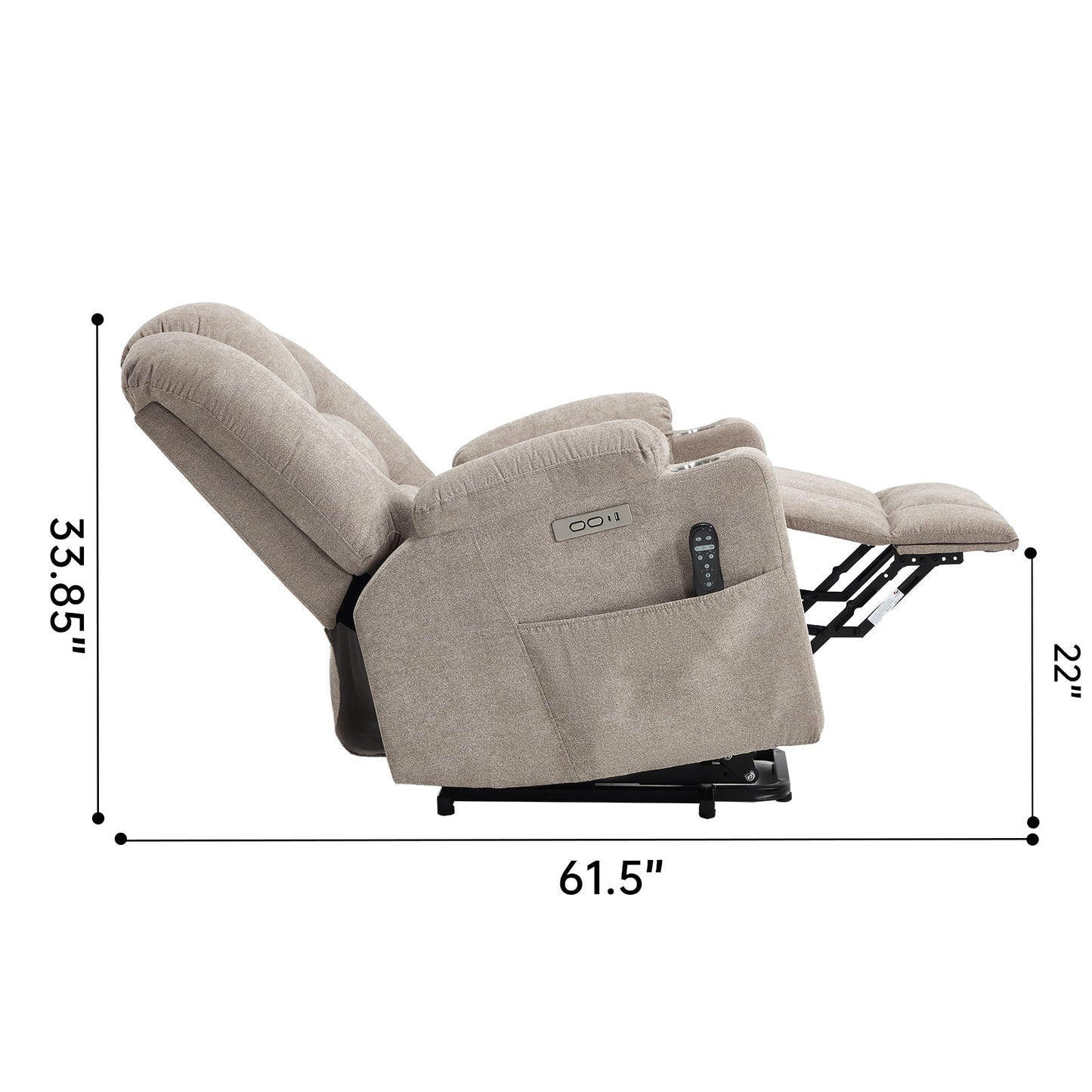 Power Lift Recliner Chair with Massage and Heat for Elderly, Overstuffed Wide Recliners, Heavy Duty Motion Mechanism with USB and Type C Ports, 2 Steel Cup Holders, Khaki