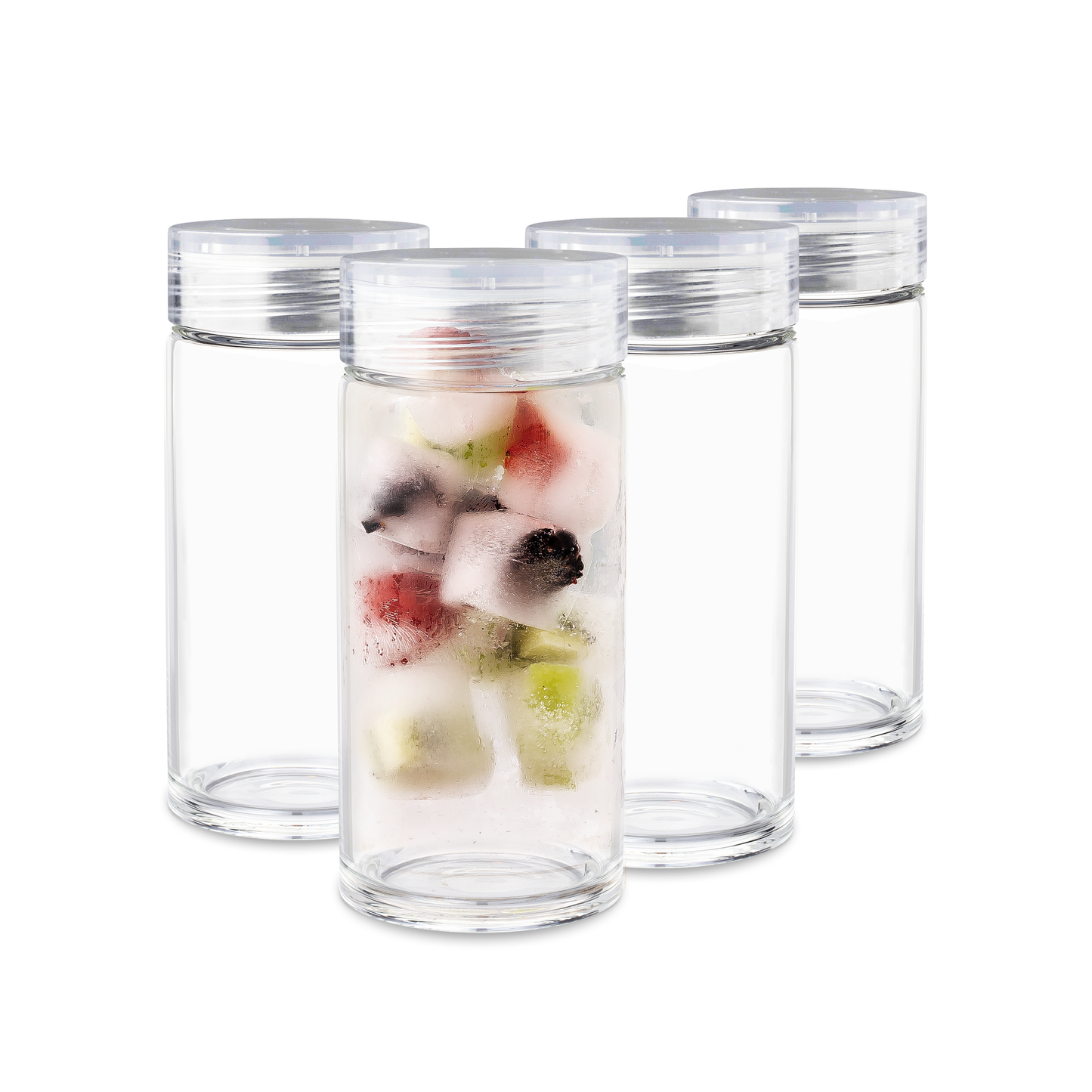 Skinny Series Glass Bottles Set w/ Crystal Clear Lids, 10 oz