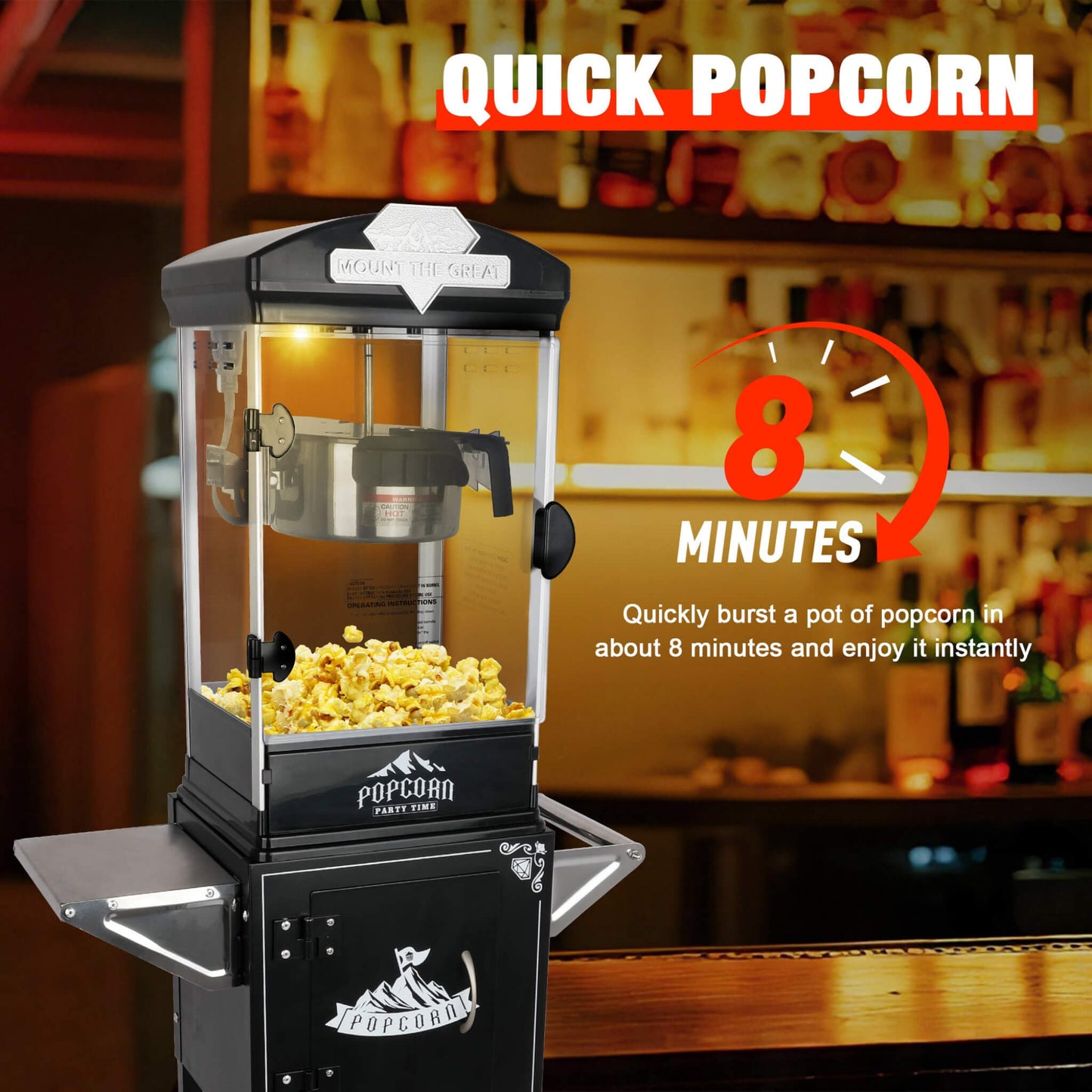 Premium 10OZ Portable Kettle Popcorn Maker Machine With Cart (SAK42196)
