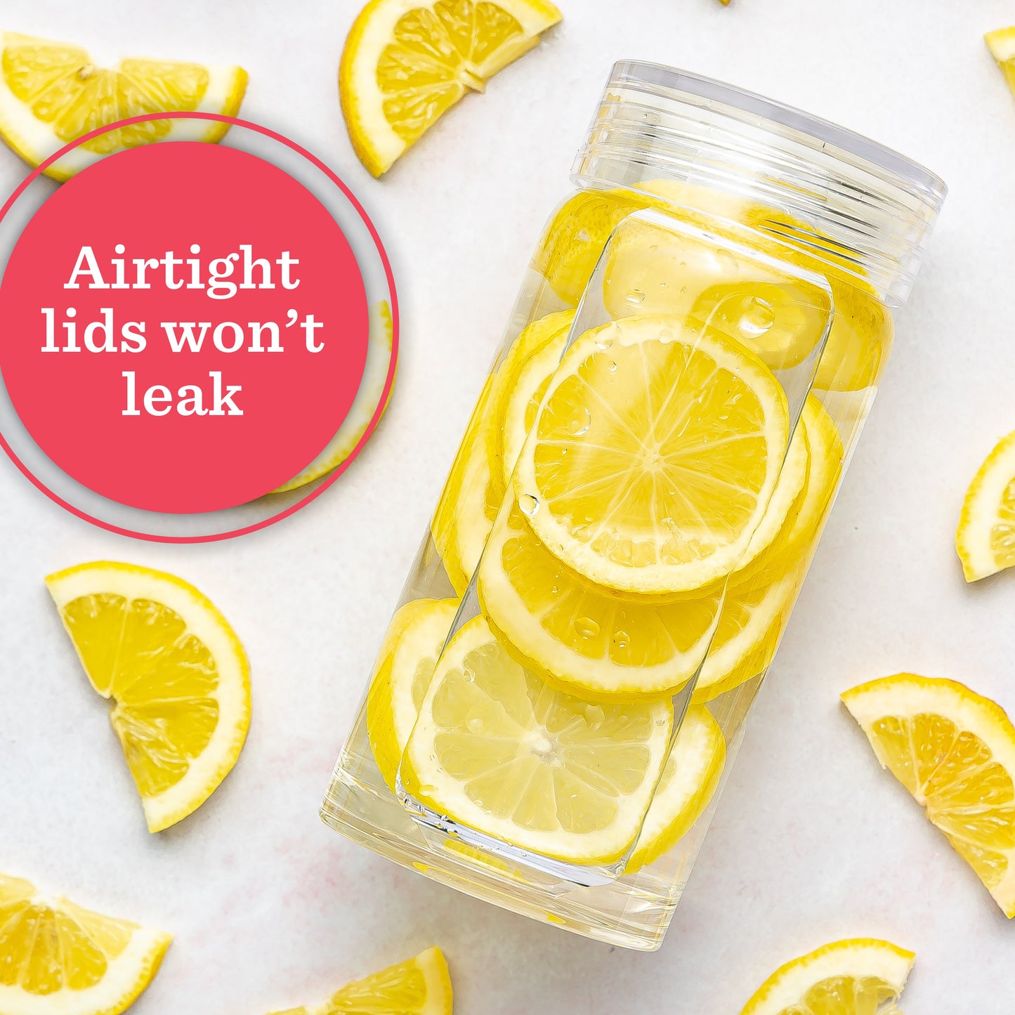 Skinny Series Glass Bottles Set w/ Crystal Clear Lids, 10 oz