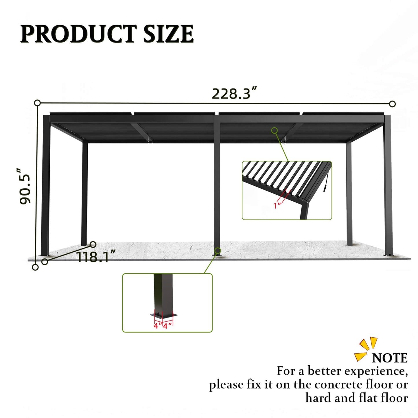 [10X19FT] Premium Powder-Coated Aluminum Pergola With Adjustable Louvers (SAK78345)