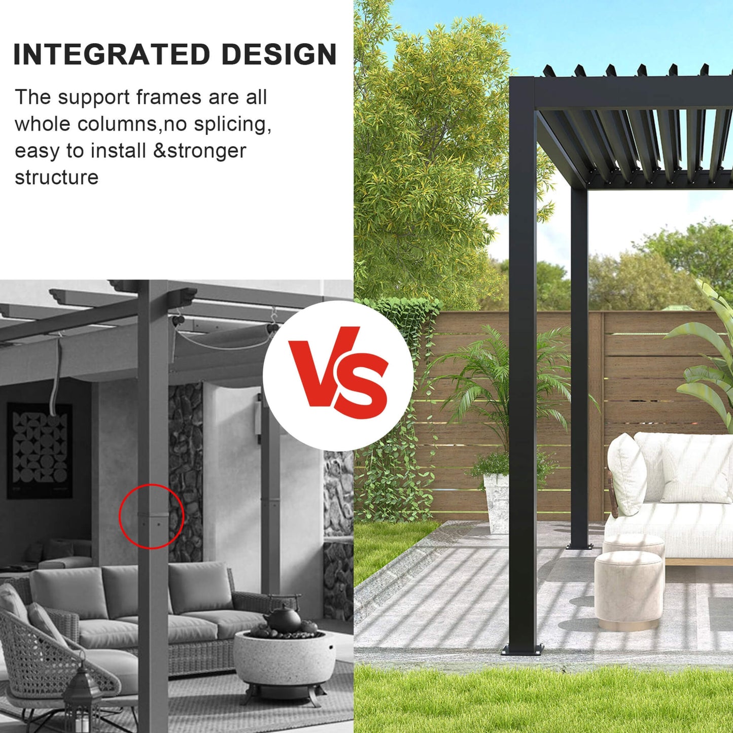 [10X19FT] Premium Powder-Coated Aluminum Pergola With Adjustable Louvers (SAK78345)