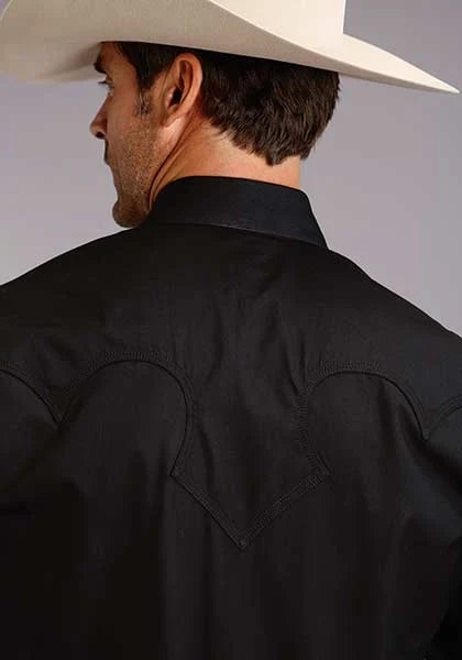 Stetson 0158 Solid Poplin (Black) - Men's Western Shirt