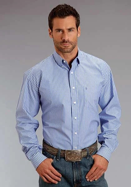 Stetson 0898 Candy Stripe Straight (Blue) - Men's Western Shirt