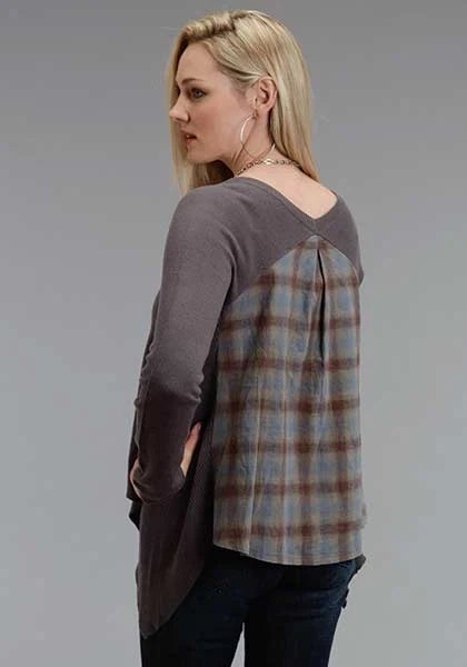 Stetson 0758 Twill Plaid (Grey) - Women's Knit Shirt