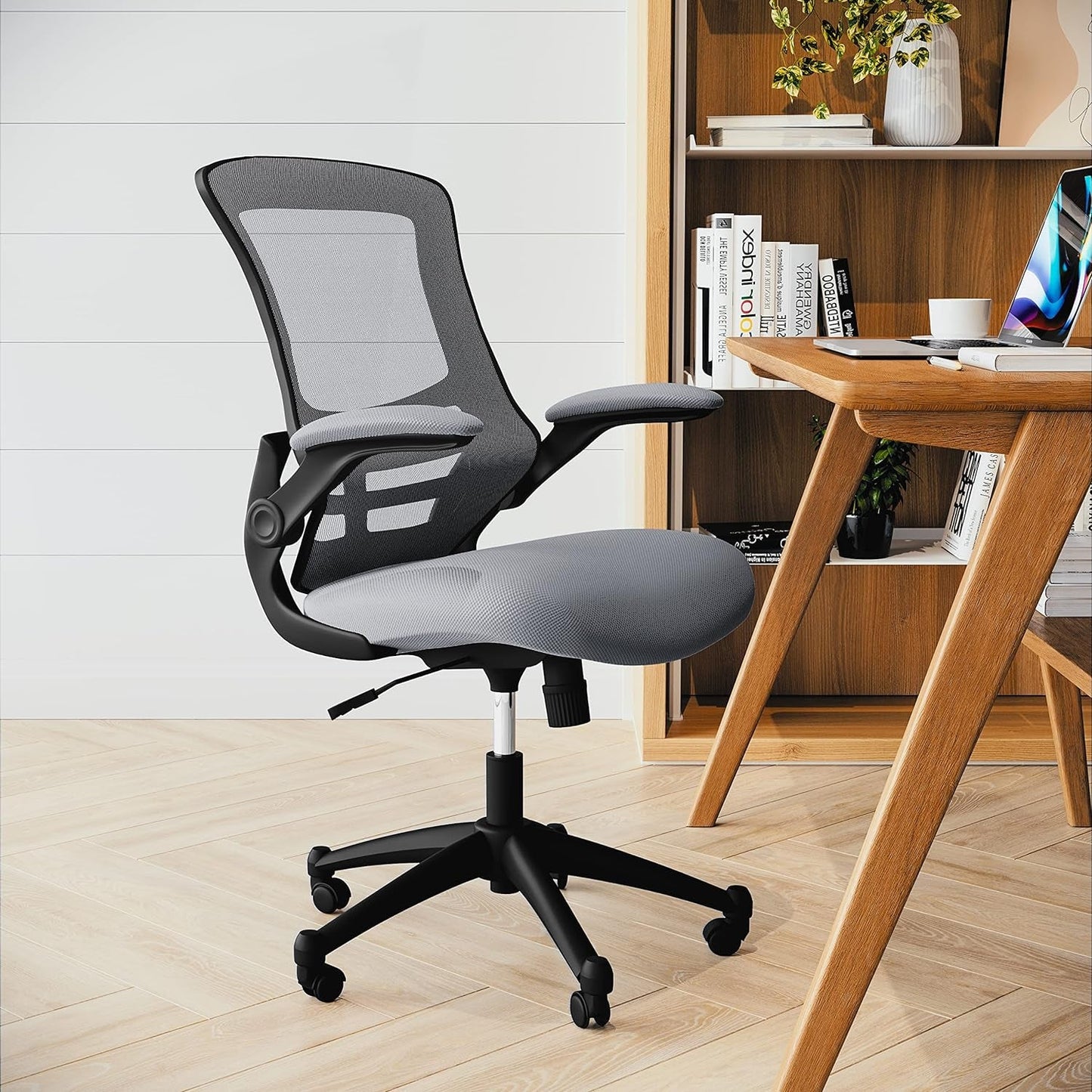 Kelista Dark Gray Mesh Mid Back Office Chair For Desk