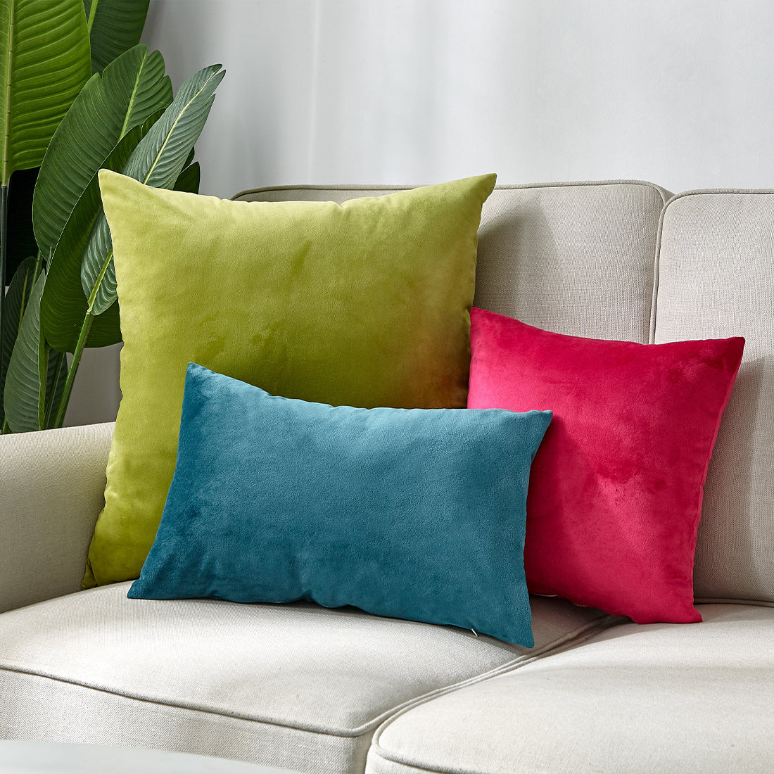 Mixed sizes of one 12"x20" one 18"x18", one 20"x20" combo-set-of-3- Throw pillow covers and inserts