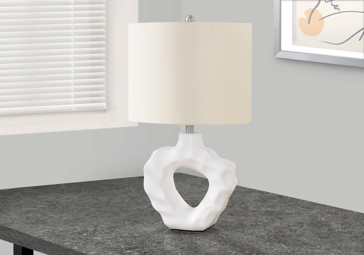 Lighting, 25'h, Table Lamp, Cream Resin, Ivory / Cream Shade, Modern