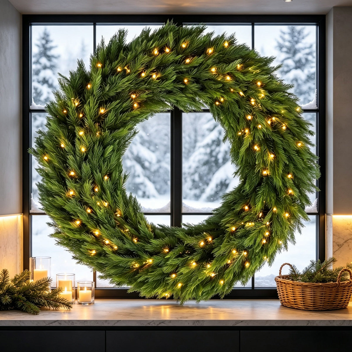 48in Pre-Lit Norwegian Spruce Christmas Wreath