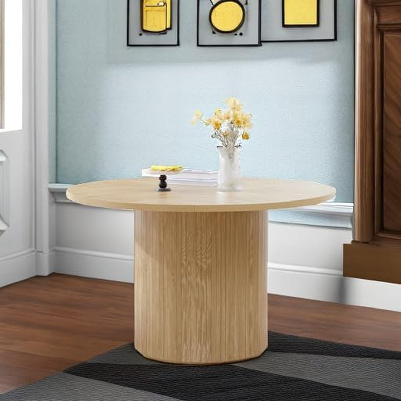 Round Dining Table For 4 47 Inch Modern Farmhouse Natural