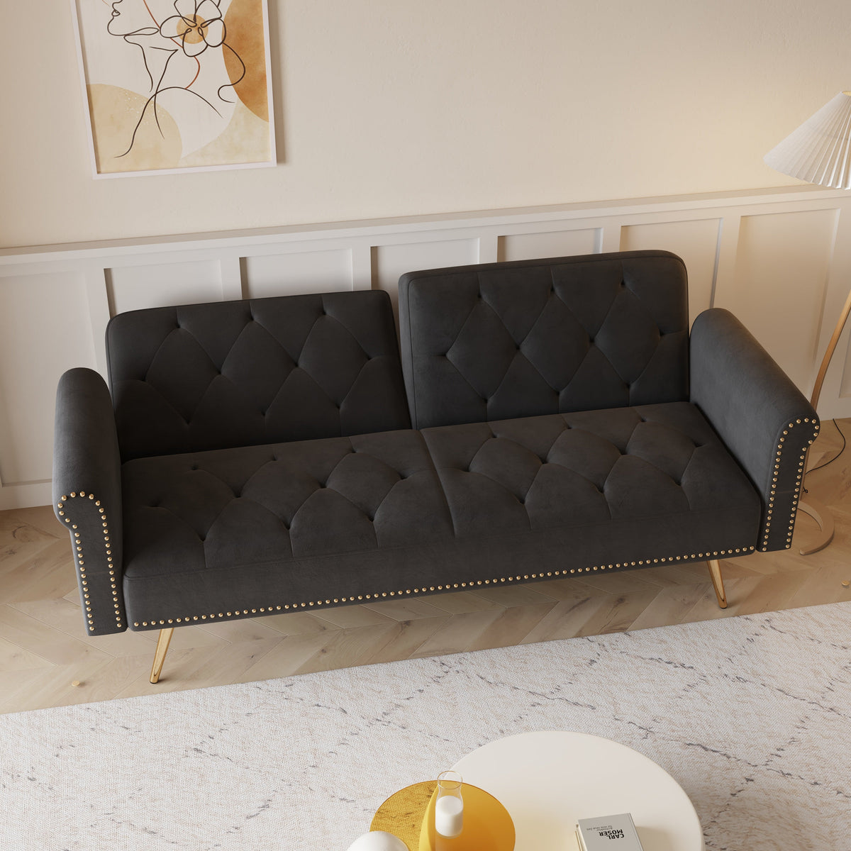 Velvet Sofa Bed - 69.7 Inches