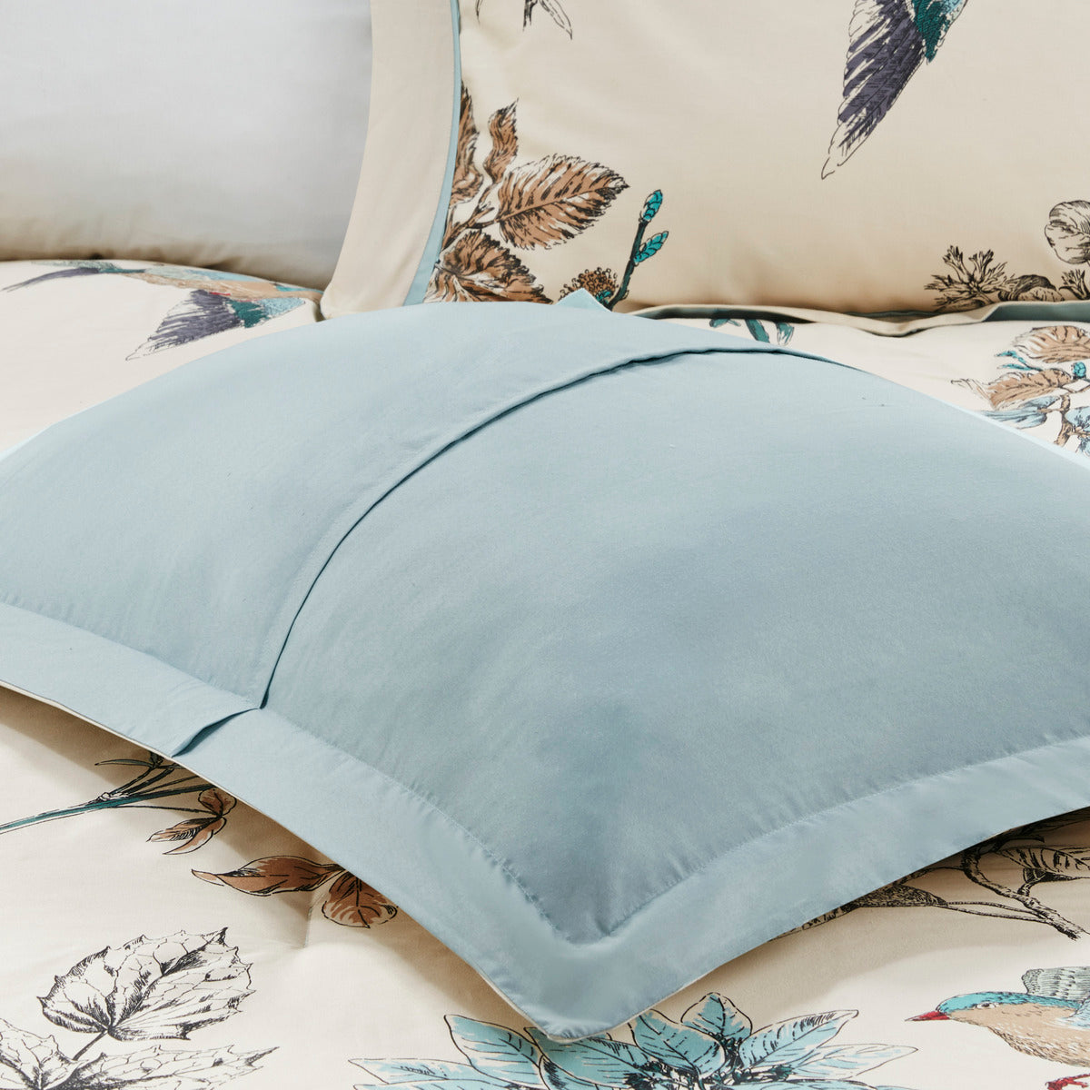 7 Piece Printed Cotton Twill Comforter Set - Khaki King