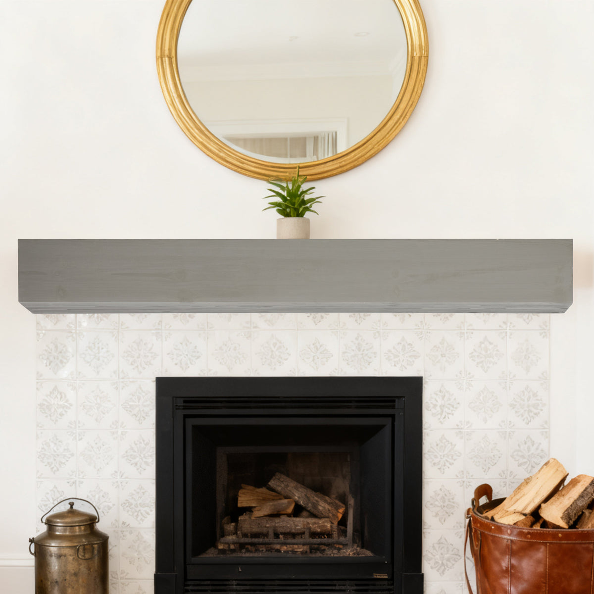 72" Fireplace Mantel Fir Wood Wall-Mounted Shelf