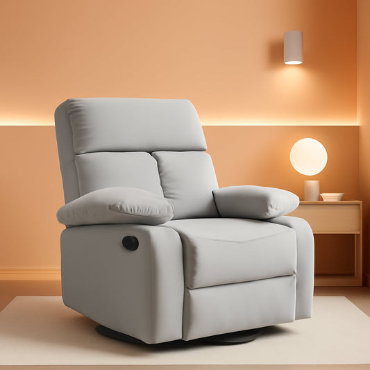 Light Grey Swivel Rocker Recliner Chair For Small Spaces
