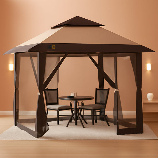 16x16 Pop Up Gazebo With Mosquito Netting For Patio Parties
