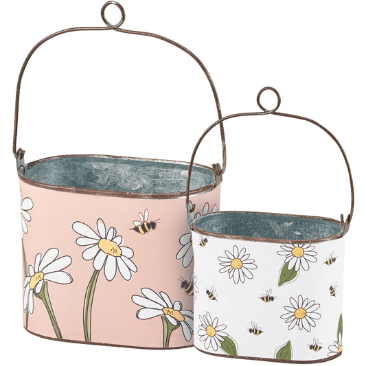 Daisy & Bee Metal Bucket (Large or Small)
