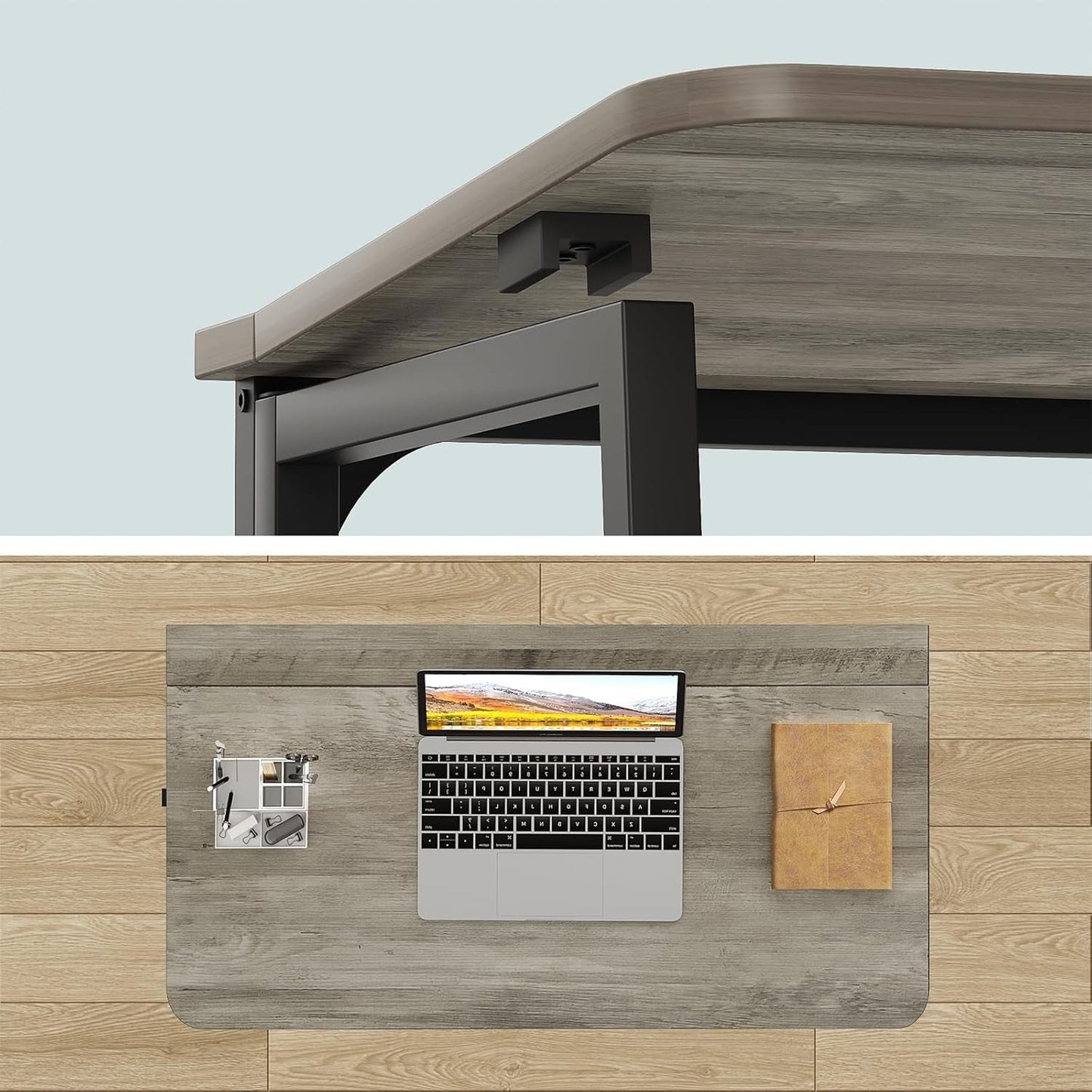 Folding Desk 31.5 Inch Gray Wash Fits Small Spaces