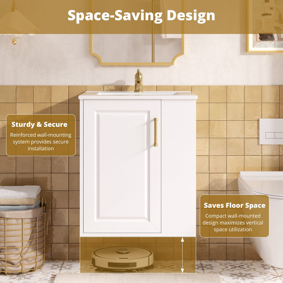 20" Wall Mounted Bathroom Cabinet with Sink Combo