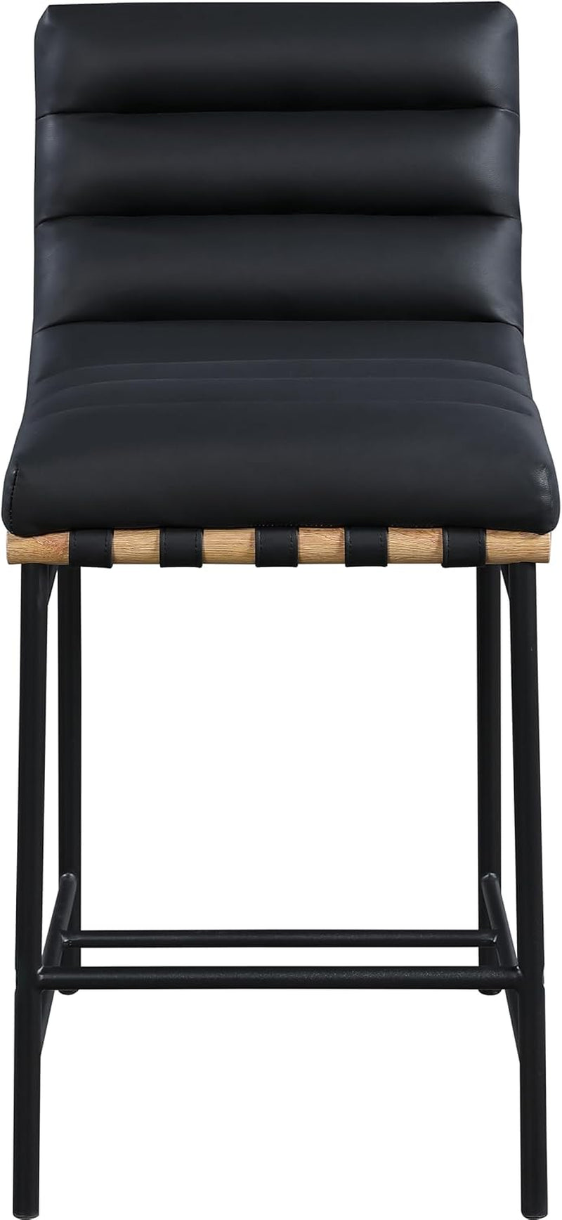 Black Vegan Leather Counter Stool 18W X 24D X 37.5H