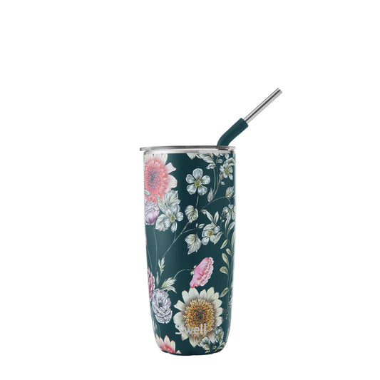 24oz Midnight Botanical Tumbler with Straw